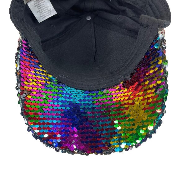 Collection Eighteen Proud Hat Sequin Gay Pride Black Baseball Cap One Size - Picture 5 of 5